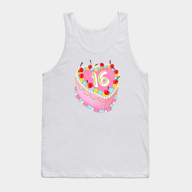 16th Birthday cake Tank Top by Poppy and Mabel